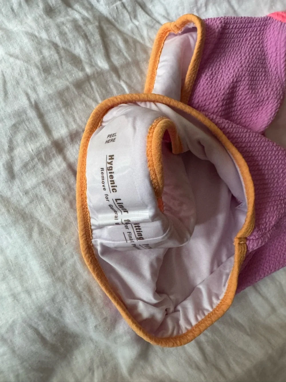 Old Navy Pink and Purple Cutout One-Piece Swimsuit with Orange Trim